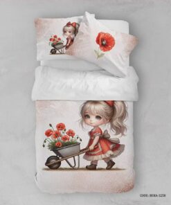 روتختی کودک دخترانه طرح گل شقایق