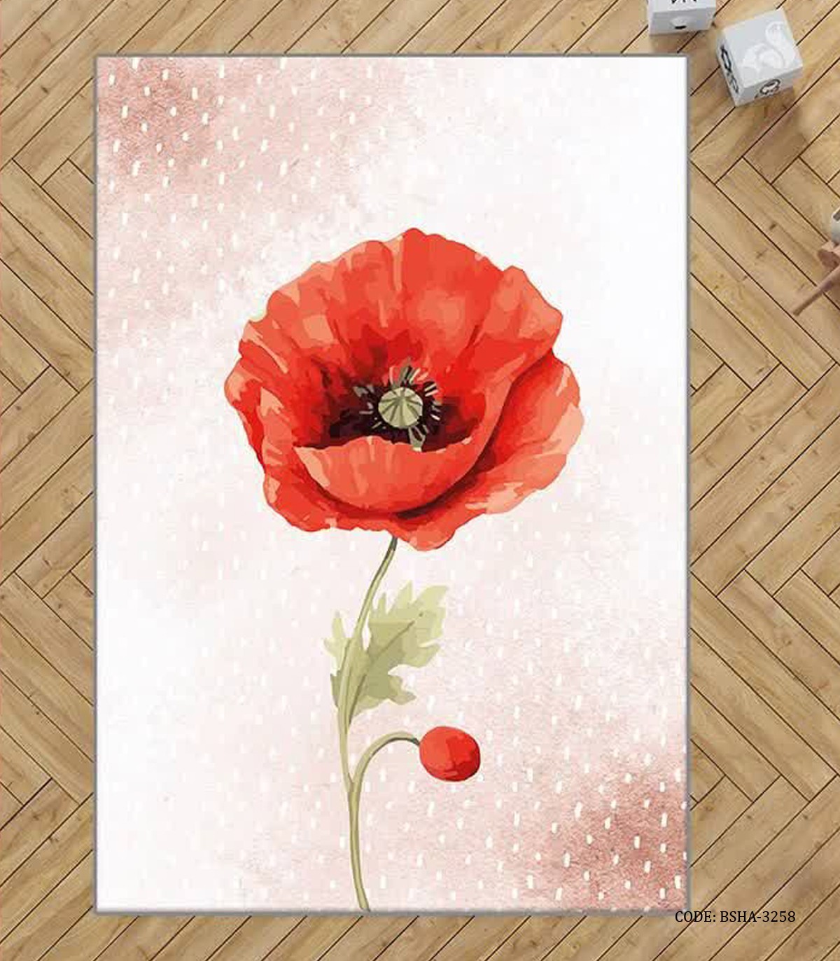 فرش اتاق کودک دخترانه طرح گل شقایق