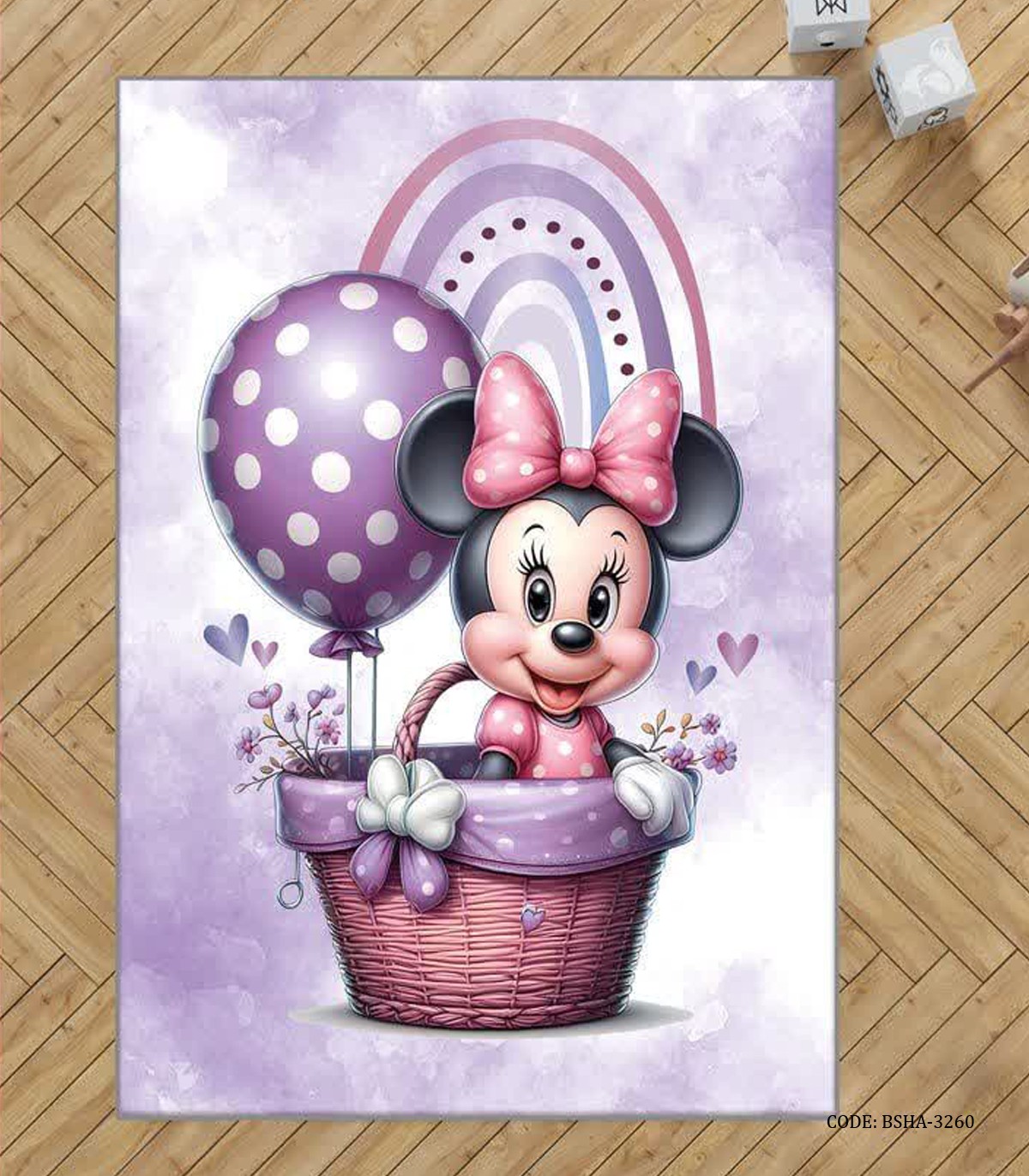 فرش اتاق کودک دخترانه طرح میکی موس مدل Bow Toons