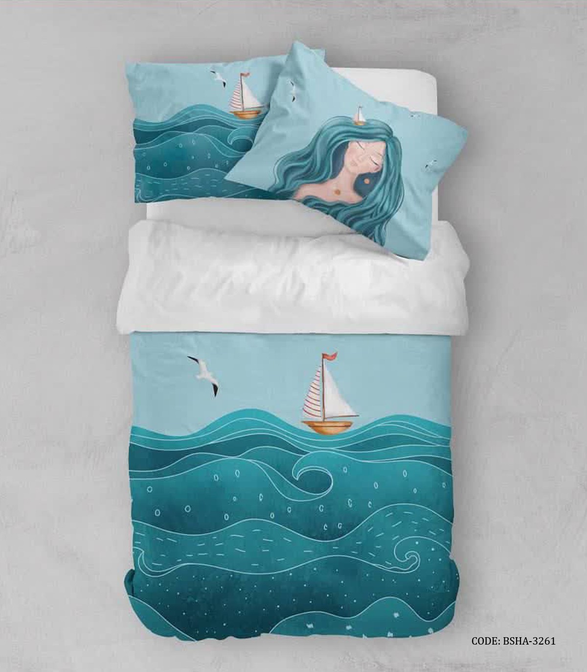 روتختی کودک دخترانه طرح دریا مدل Blue Like Sea