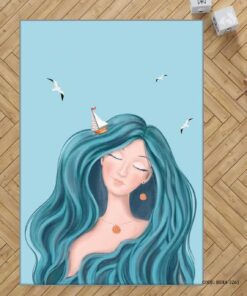 فرش اتاق کودک دخترانه طرح دریا مدل Blue Like Sea