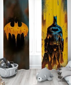 پرده پانچی دو تکه اتاق پسرانه طرح بتمن مدل The Dark Knight
