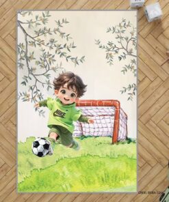 فرش اتاق کودک پسرانه طرح فوتبالیست مدل  Let's Go