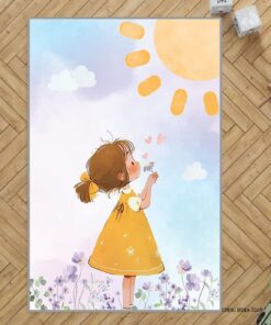 فرش اتاق کودک دخترانه طرح دختر خرس مدل  Sunny Day