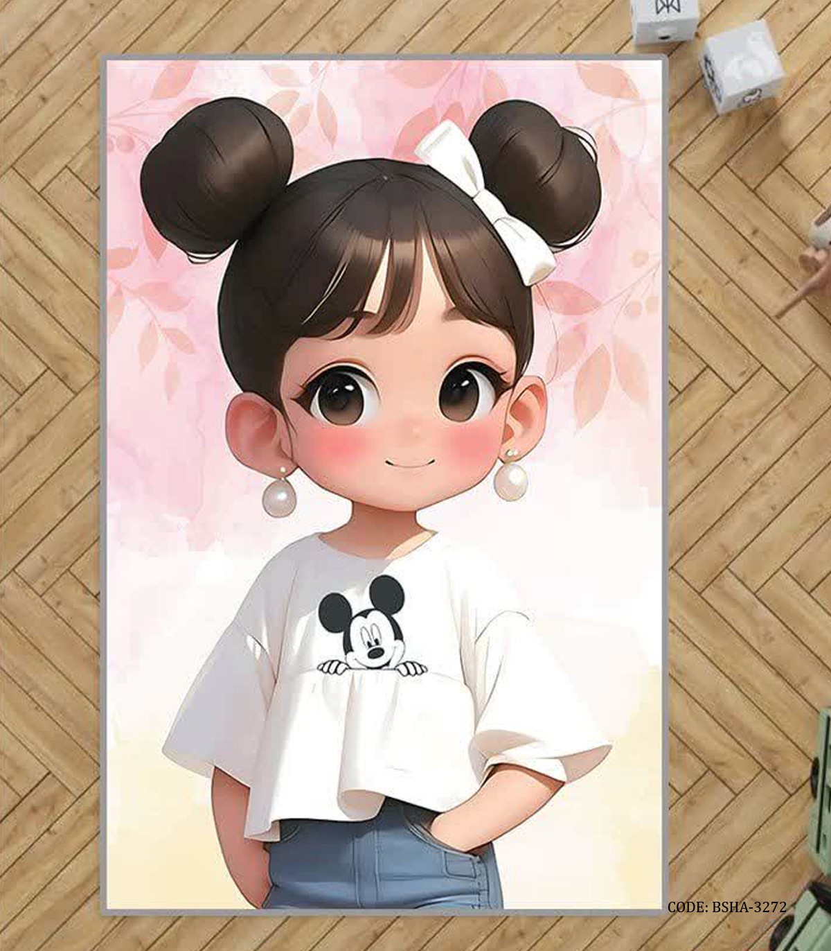 فرش اتاق کودک دخترانه طرح دختر مدل Qute Girl