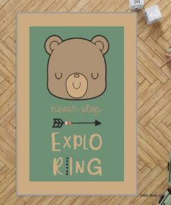 فرش اتاق کودک پسرانه طرح خرس مدل Exploring