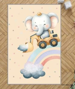 فرش اتاق کودک پسرانه طرح فیل مدل Raimbow