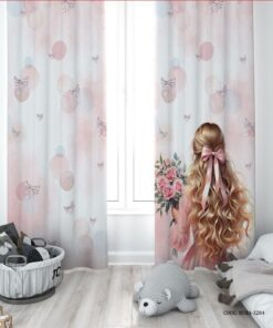 پرده پانچی دو تکه اتاق دخترانه طرح دختر مو بلوند مدل  Blonde Hair