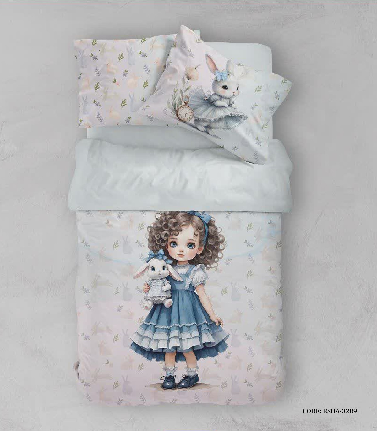 روتختی دخترانه طرح دختر مو فرفری مدل Curly Haired Girl