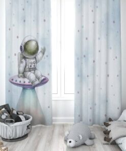 پرده پانچی دو تکه اتاق پسرانه طرح فضانورد مدل  Spaceship