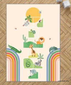 فرش اتاق پسرانه طرح حیوانات مدل Playful lion