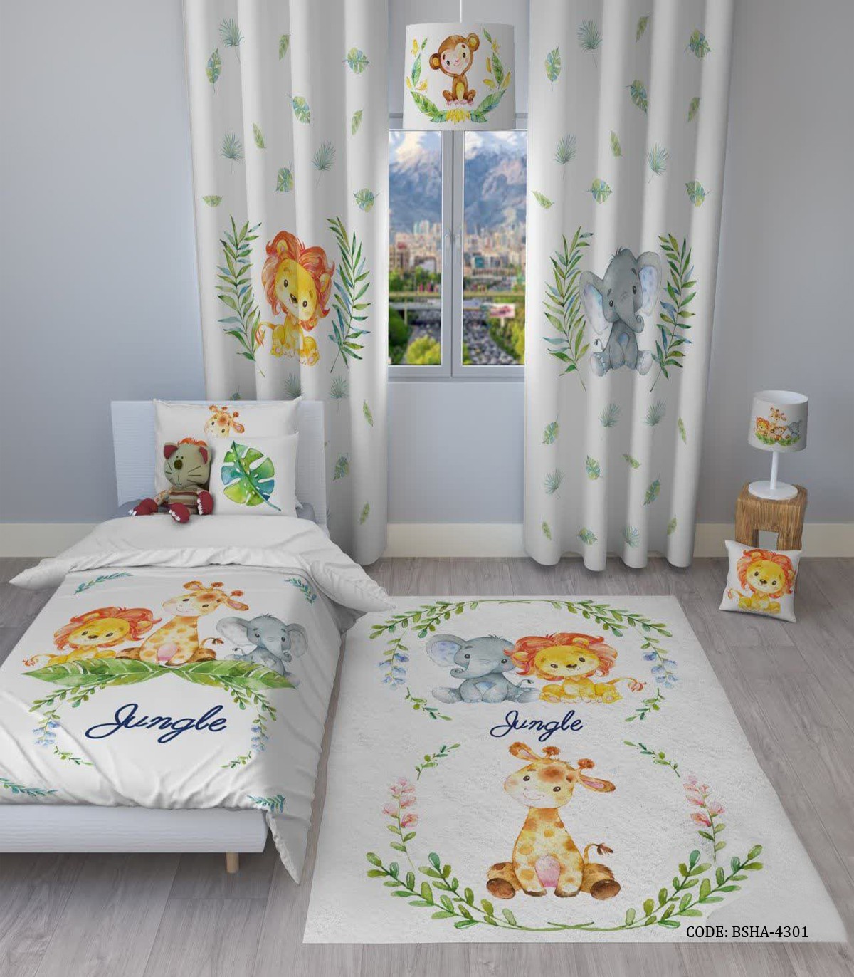 روتختی پسرانه طرح شیر و فیل و زرافه مدل Jungle
