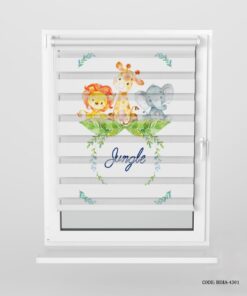 پرده زبرا اتاق پسرانه طرح شیر و فیل و زرافه مدل Jungle