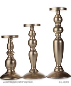 ست جاشمعی فلزی سه عددی رنگ برنزی