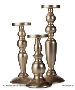 ست جاشمعی فلزی سه عددی رنگ برنزی