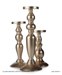 ست جاشمعی فلزی سه عددی رنگ برنزی