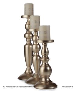 ست جاشمعی فلزی سه عددی رنگ برنزی