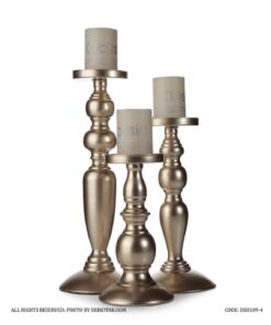 ست جاشمعی فلزی سه عددی رنگ برنزی