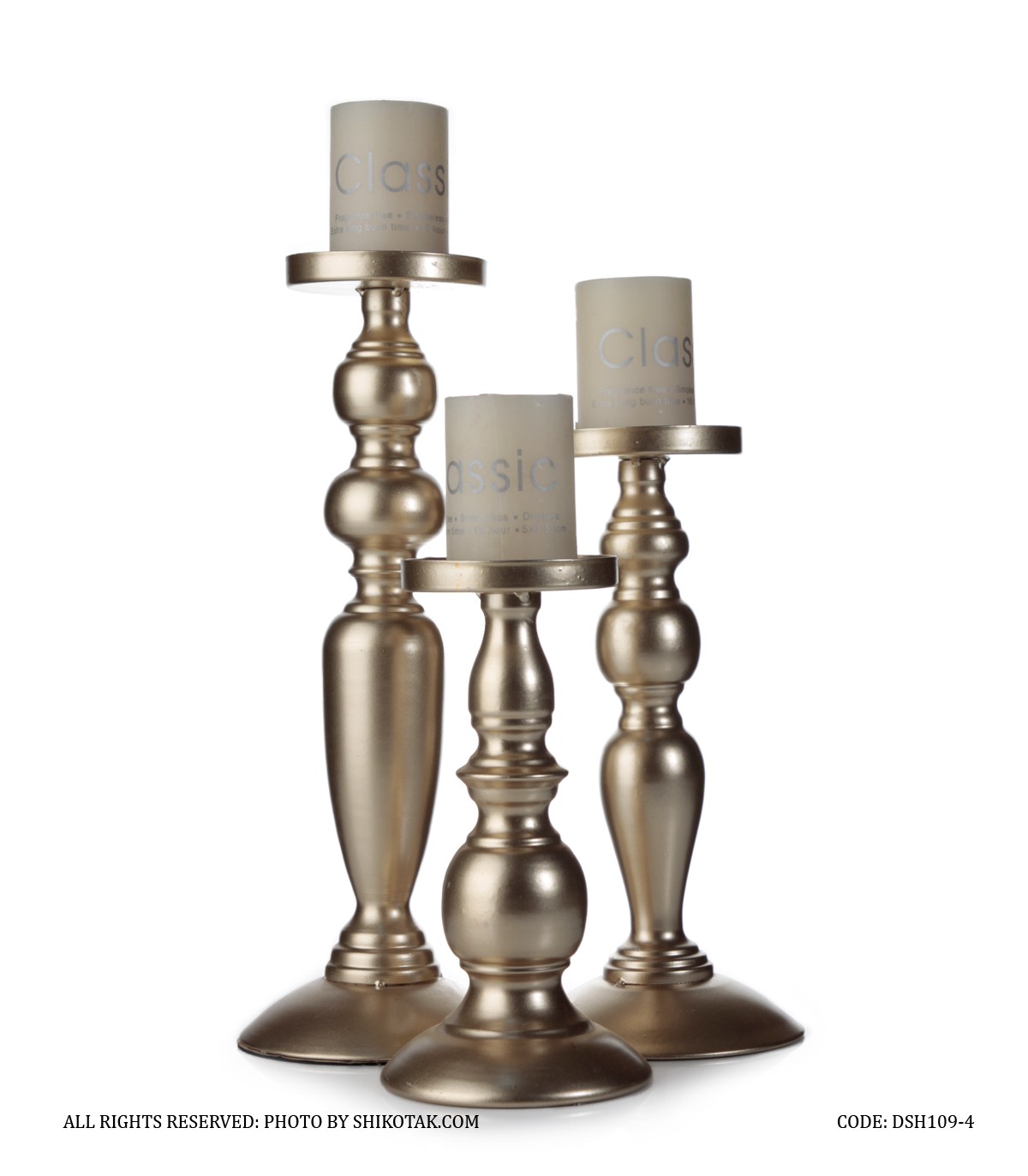 ست جاشمعی فلزی سه عددی رنگ برنزی