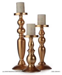 ست جاشمعی فلزی طلایی سه عددی