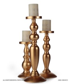 ست جاشمعی فلزی طلایی سه عددی