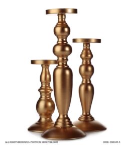 ست جاشمعی فلزی طلایی سه عددی