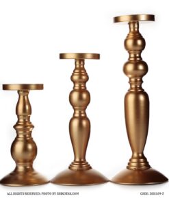 ست جاشمعی فلزی طلایی سه عددی