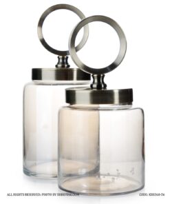 بانکه شیشه ای با درب فلزی دایره ای