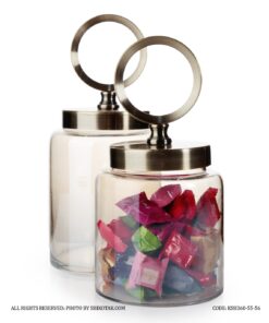 بانکه شیشه ای با درب فلزی دایره ای