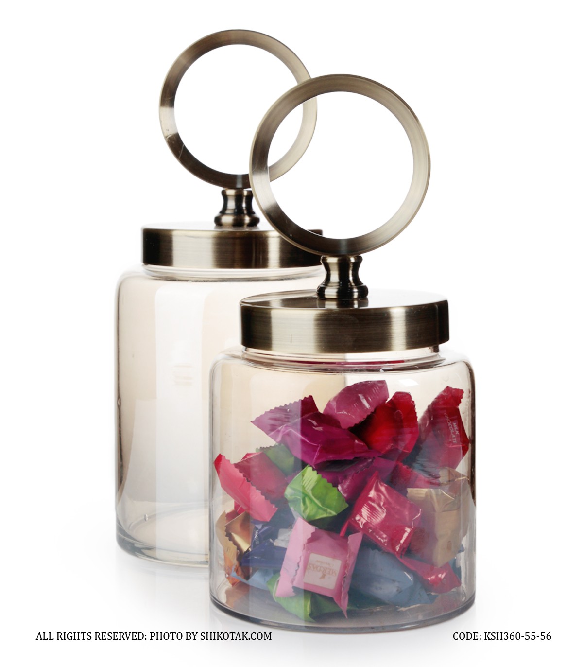 بانکه شیشه ای با درب فلزی دایره ای