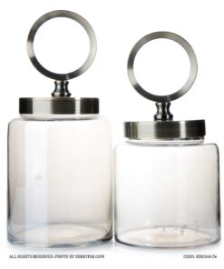 بانکه شیشه ای با درب فلزی دایره ای