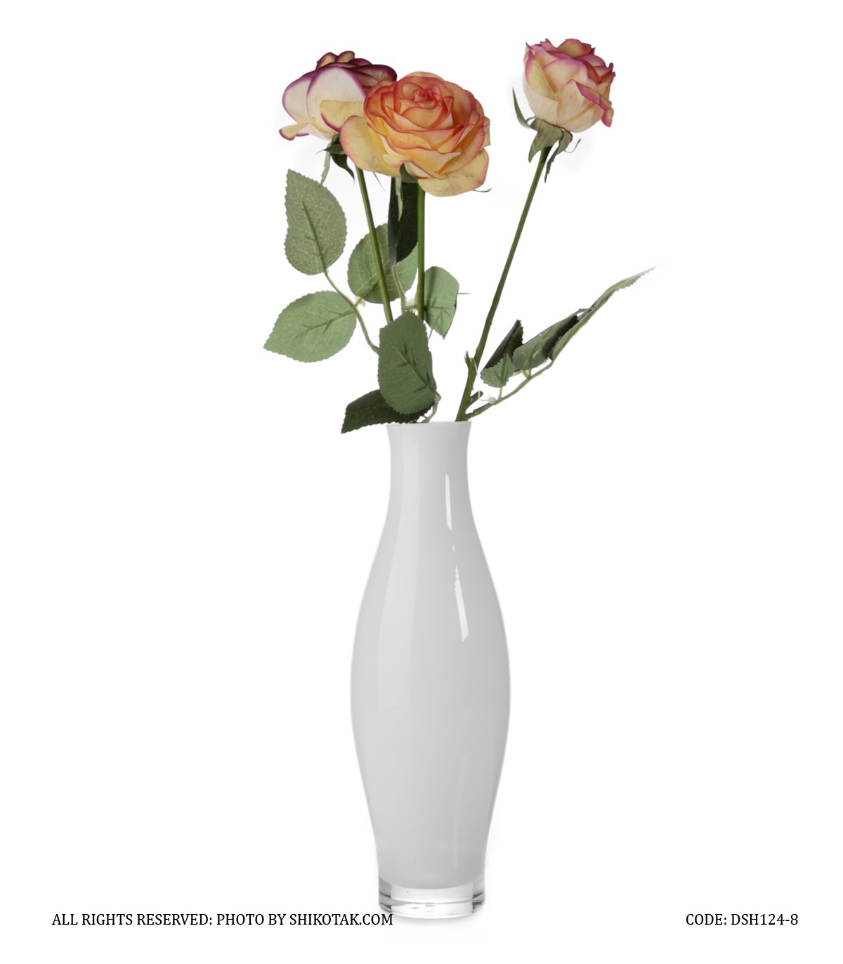 گلدان شیشه ای بامبو سفید