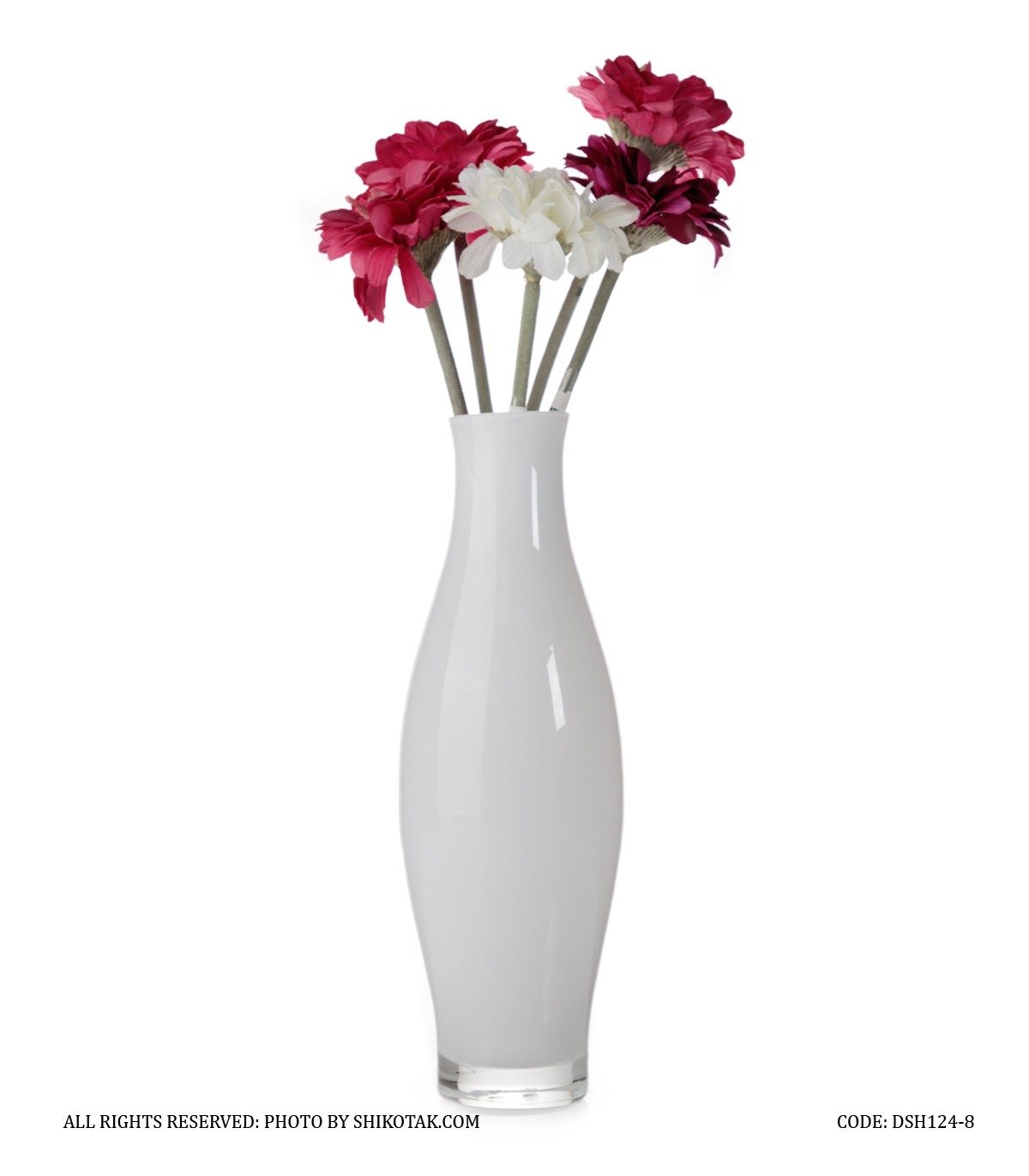 گلدان شیشه ای بامبو سفید