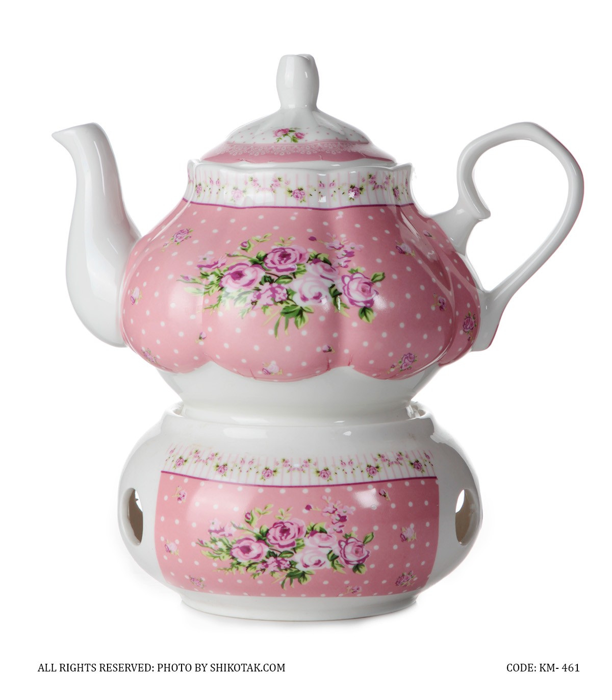 قوری پایه دار طرح آنجل صورتی