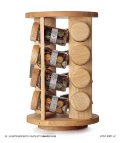 جا ادویه چوبی گردان گرد 16 تایی نینا