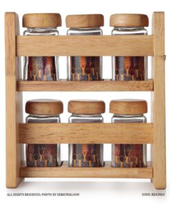 جا ادویه چوبی استند دار 6 عددی دو طبقه شادان