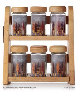 جا ادویه چوبی استند دار 6 عددی دو طبقه شادان