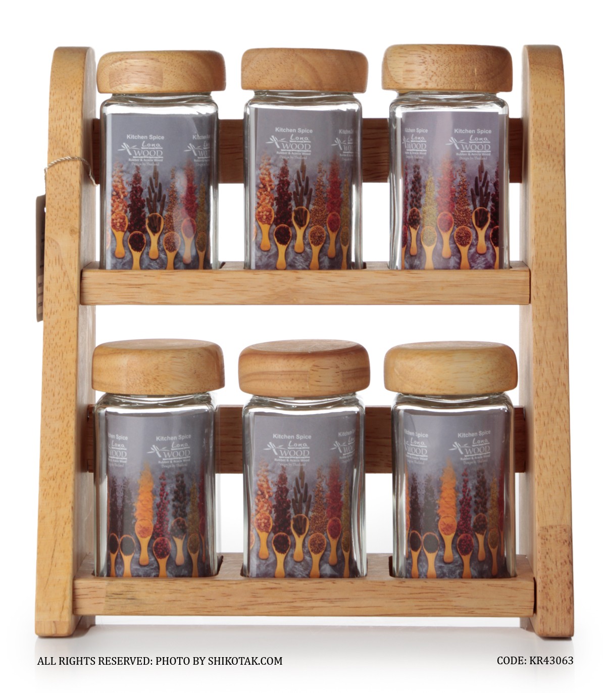 جا ادویه چوبی استند دار 6 عددی دو طبقه شادان