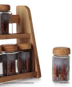 جا ادویه چوبی استند دار 6 عددی دو طبقه شادان