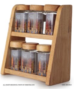 جا ادویه چوبی استند دار 6 عددی دو طبقه شادان