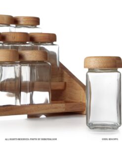 جا ادویه چوبی  9 عددی با استند چوبی سه طبقه لینا