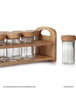 جا ادویه چوبی 8 تایی با استند چوبی الیکا