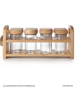 جا ادویه چوبی 8 تایی با استند چوبی الیکا