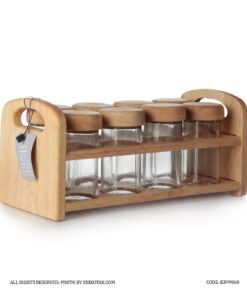 جا ادویه چوبی 8 تایی با استند چوبی الیکا