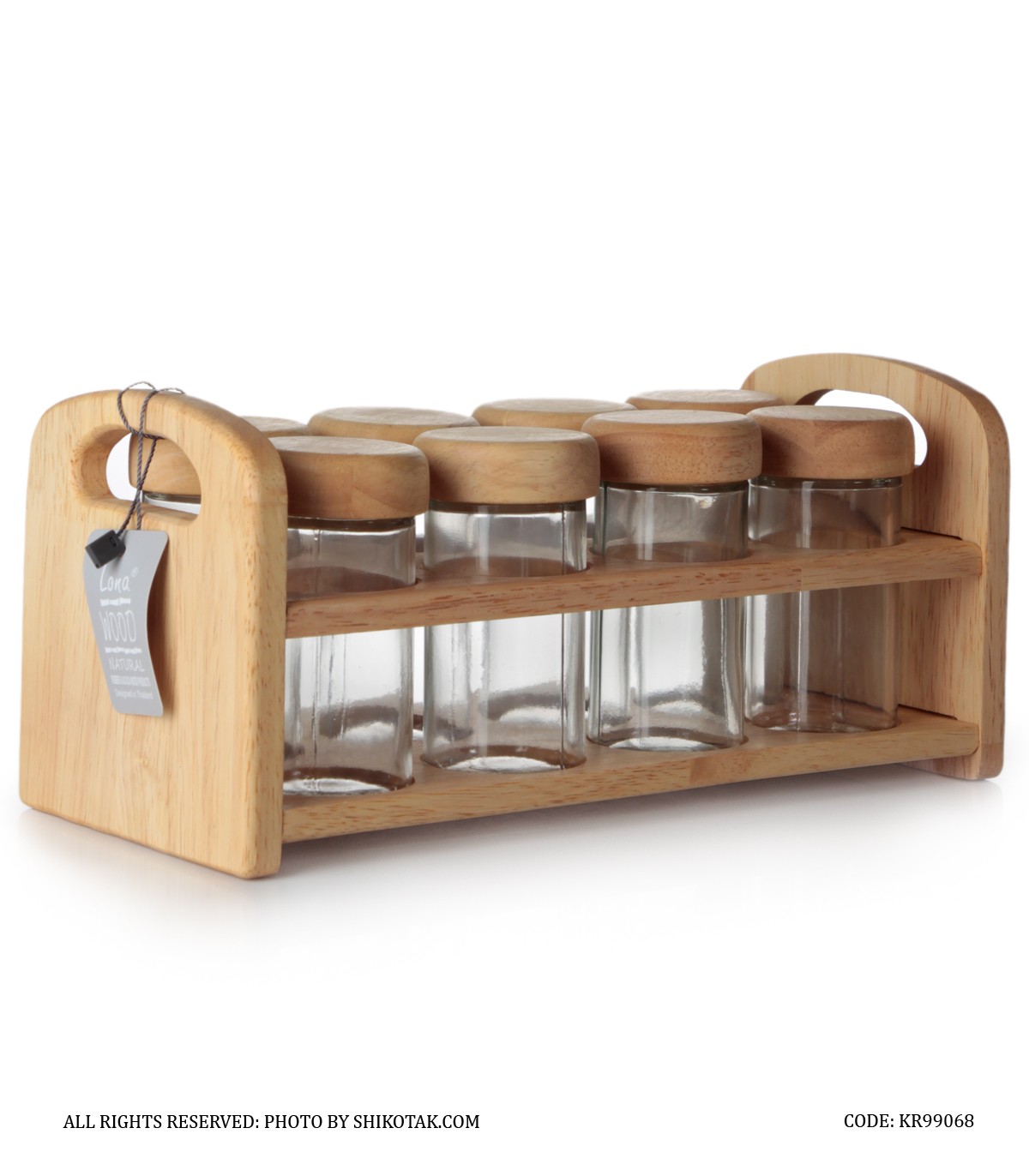 جا ادویه چوبی 8 تایی با استند چوبی الیکا