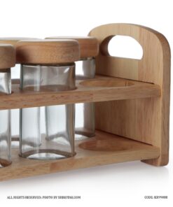 جا ادویه چوبی 8 تایی با استند چوبی الیکا