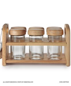 جا ادویه چوبی 6 تایی استند دار یک طبقه آنیل