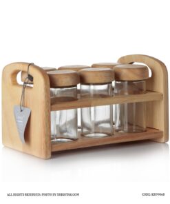 جا ادویه چوبی 6 تایی استند دار یک طبقه آنیل