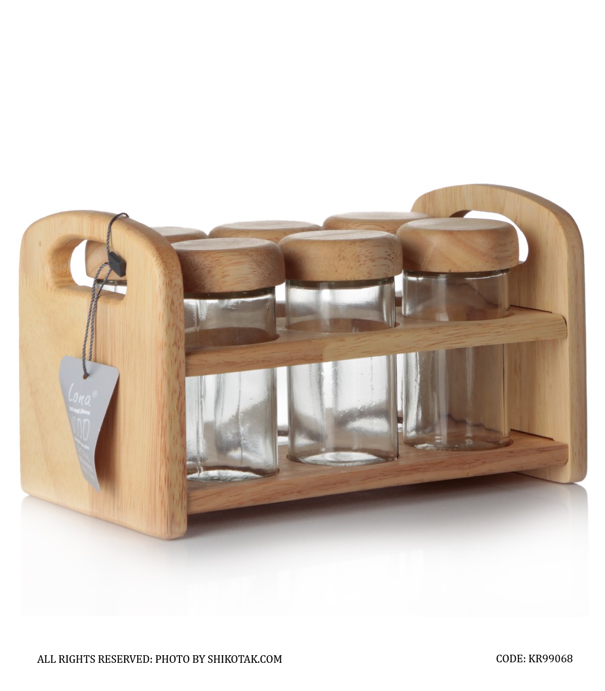 جا ادویه چوبی 6 تایی استند دار یک طبقه آنیل