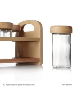 جا ادویه چوبی 6 تایی استند دار یک طبقه آنیل